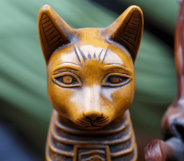 Yellowish Egyptian cat statue
